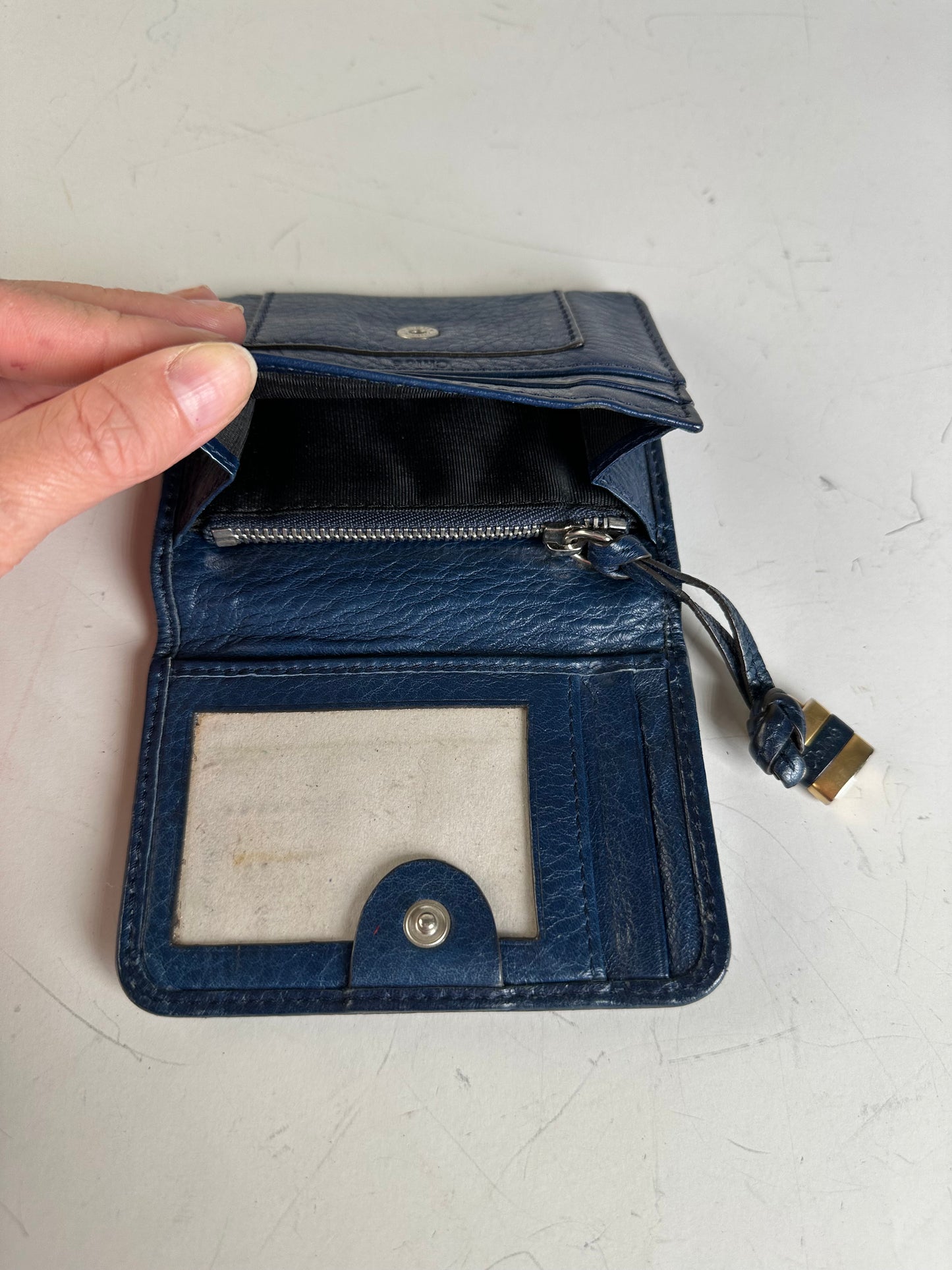Vintage Chloe Leather Wallet Navy Gold