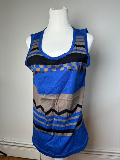 Vintage Plantation Issey Miyake Striped Cotton Tank & Shorts Set Blue M