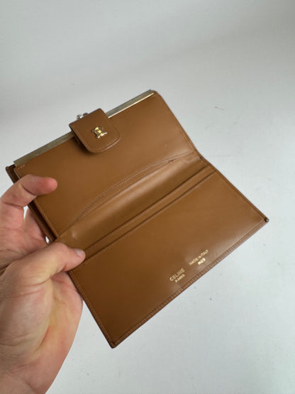 Vintage Celine Paris Monogram Leather Wallet beige