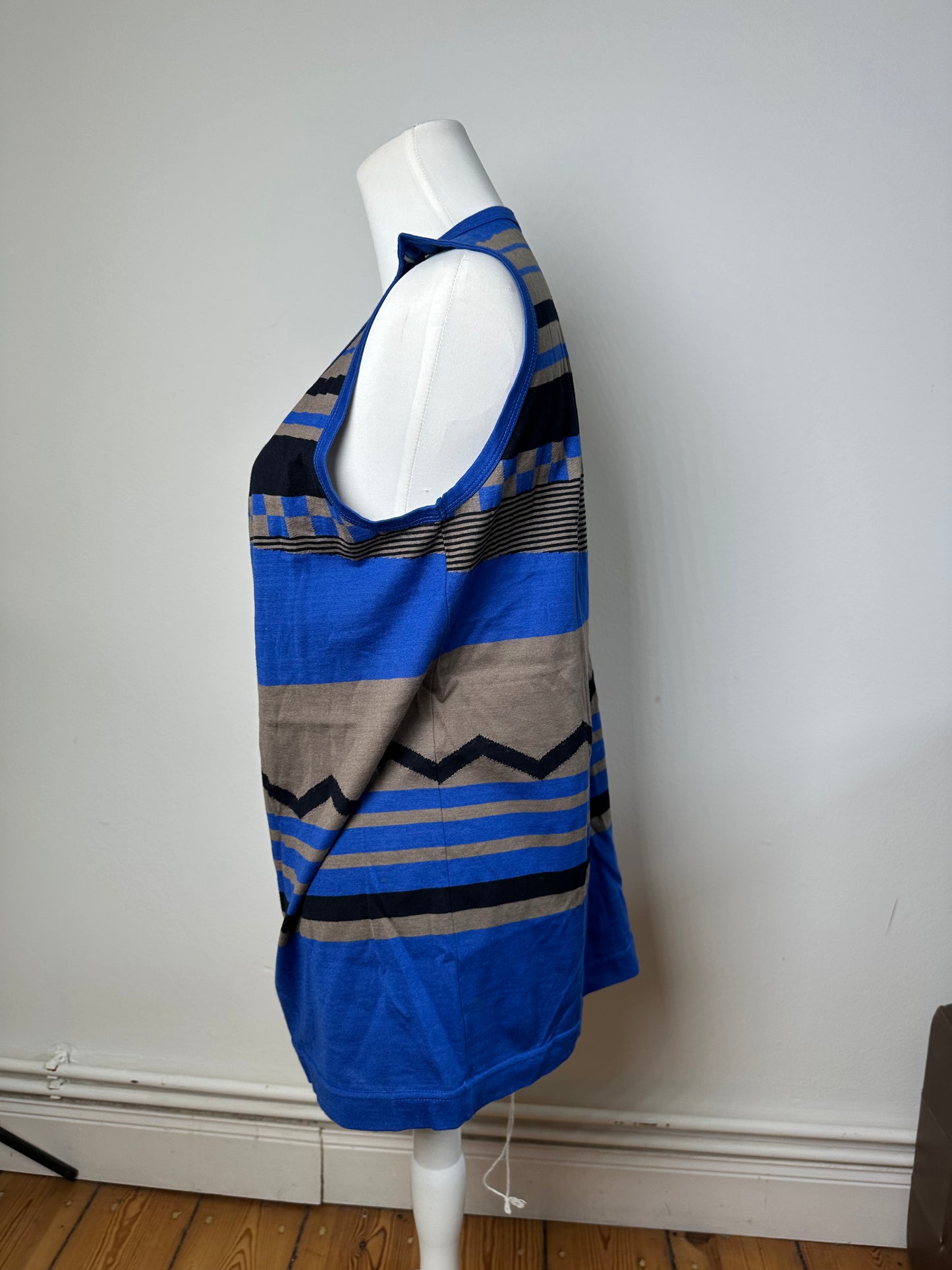 Vintage Plantation Issey Miyake Striped Cotton Tank & Shorts Set Blue M