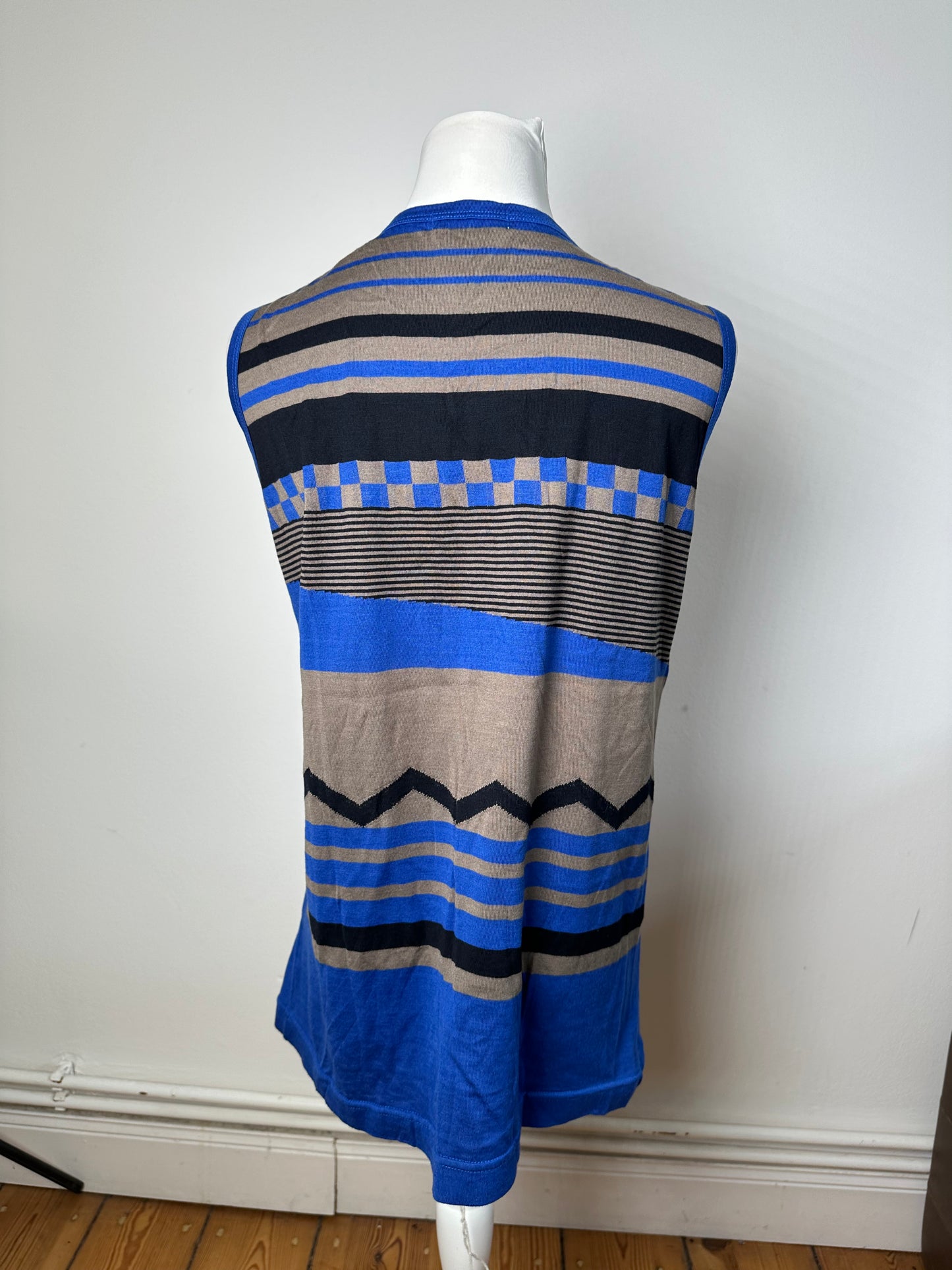 Vintage Plantation Issey Miyake Striped Cotton Tank & Shorts Set Blue M