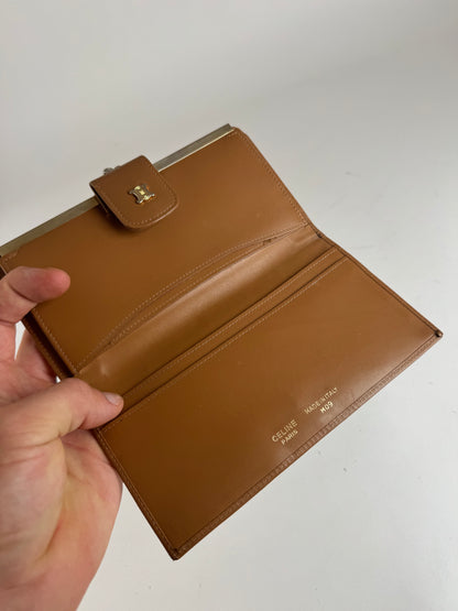Vintage Celine Paris Monogram Leather Wallet beige