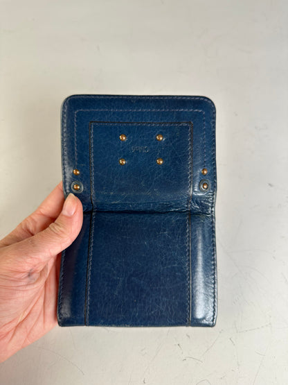 Vintage Chloe Leather Wallet Navy Gold