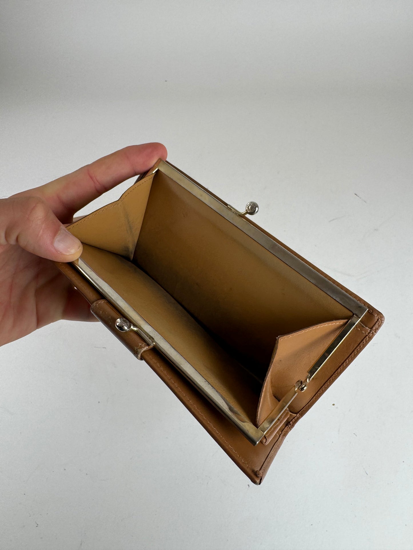 Vintage Celine Paris Monogram Leather Wallet beige