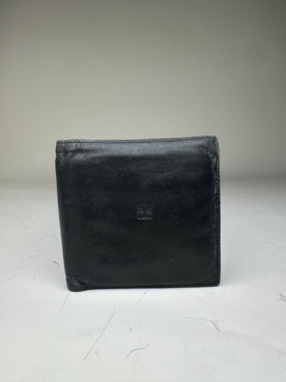 Vintage Loewe Leather Wallet Black Gold Snap Spain