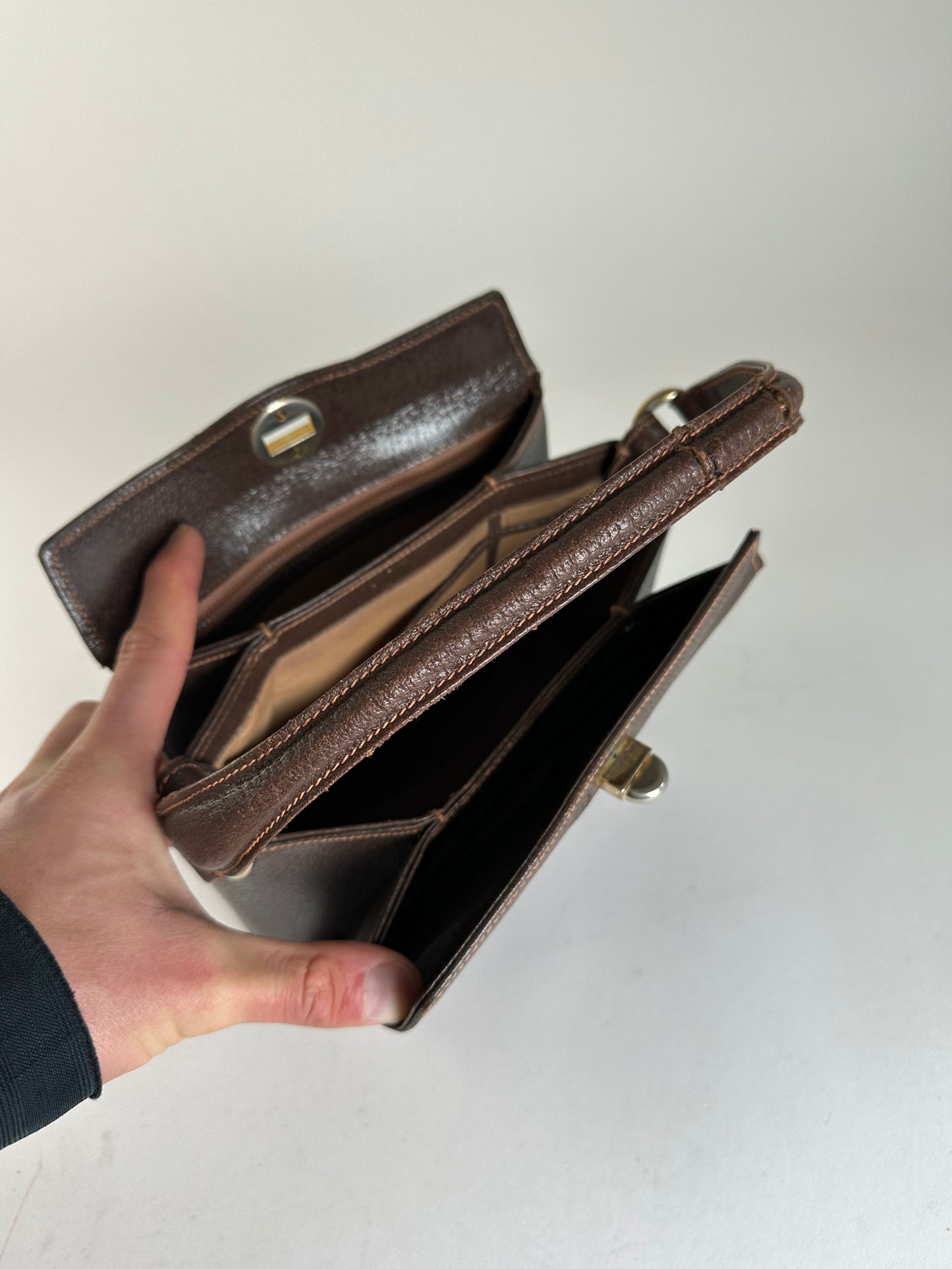 Vintage Gucci Top-Handle Bag Brown Leather