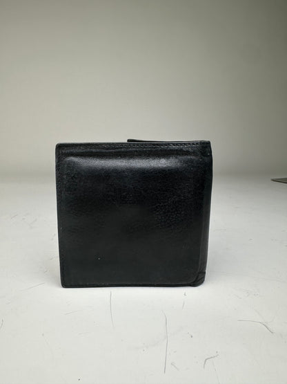 Vintage Loewe Leather Wallet Black Gold Snap Spain