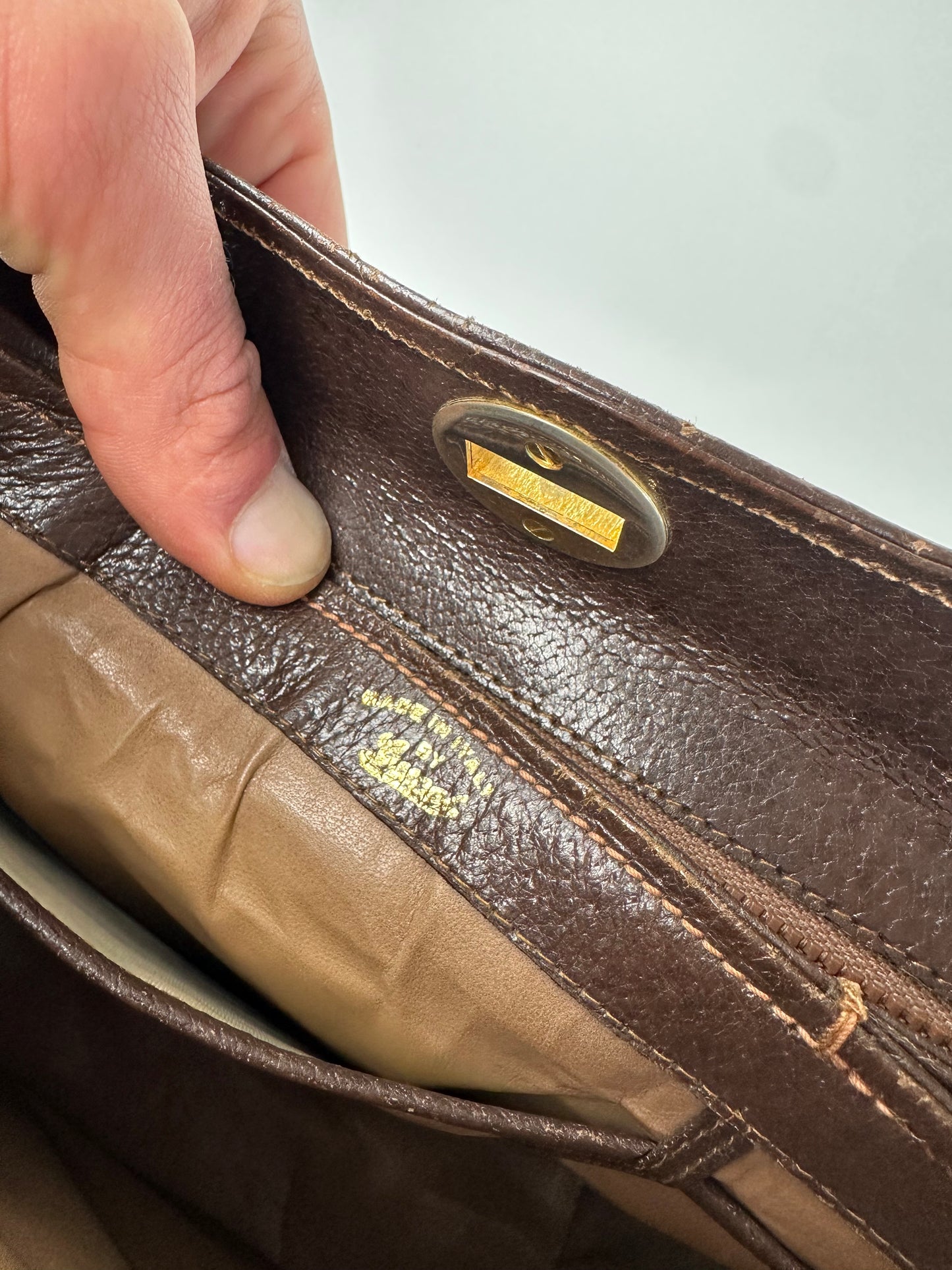 Vintage Gucci Top-Handle Bag Brown Leather