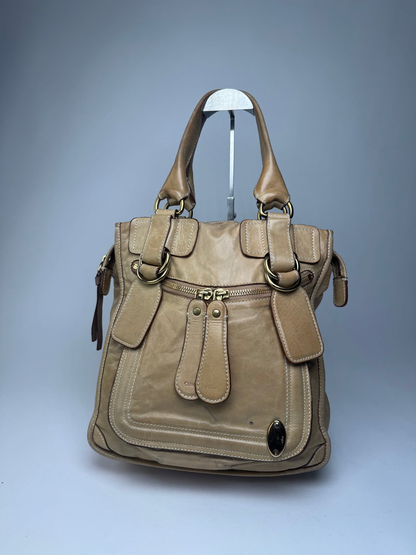 Vintage Chloe Leather Handbag Beige