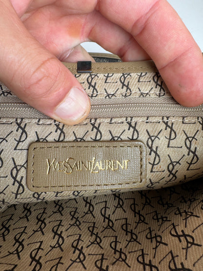 Sac vintage en cuir Yves Saint Laurent gris noir