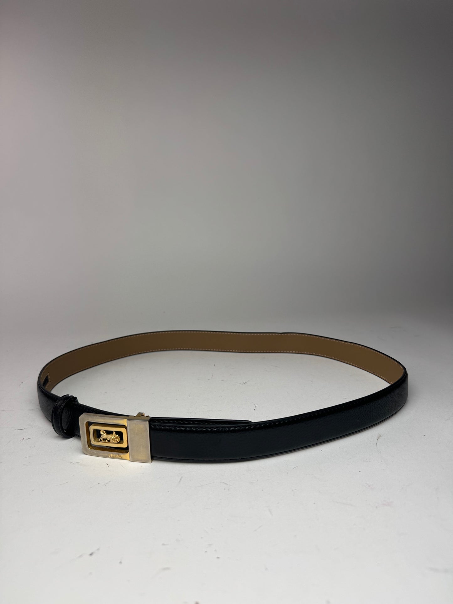 Vintage Celine Paris Leather Belt Black