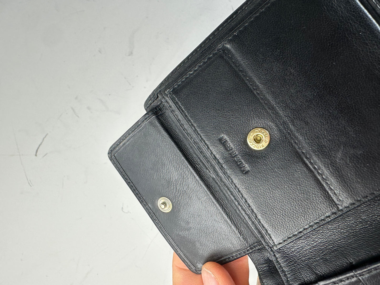 Vintage Loewe Leather Wallet Black Gold Snap Spain