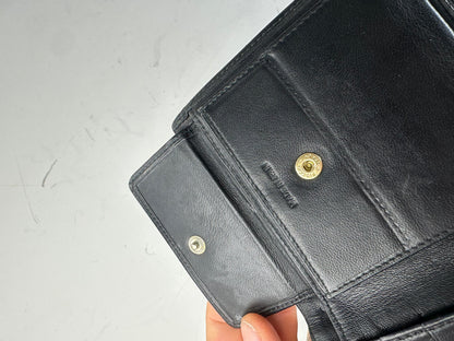 Vintage Loewe Leather Wallet Black Gold Snap Spain