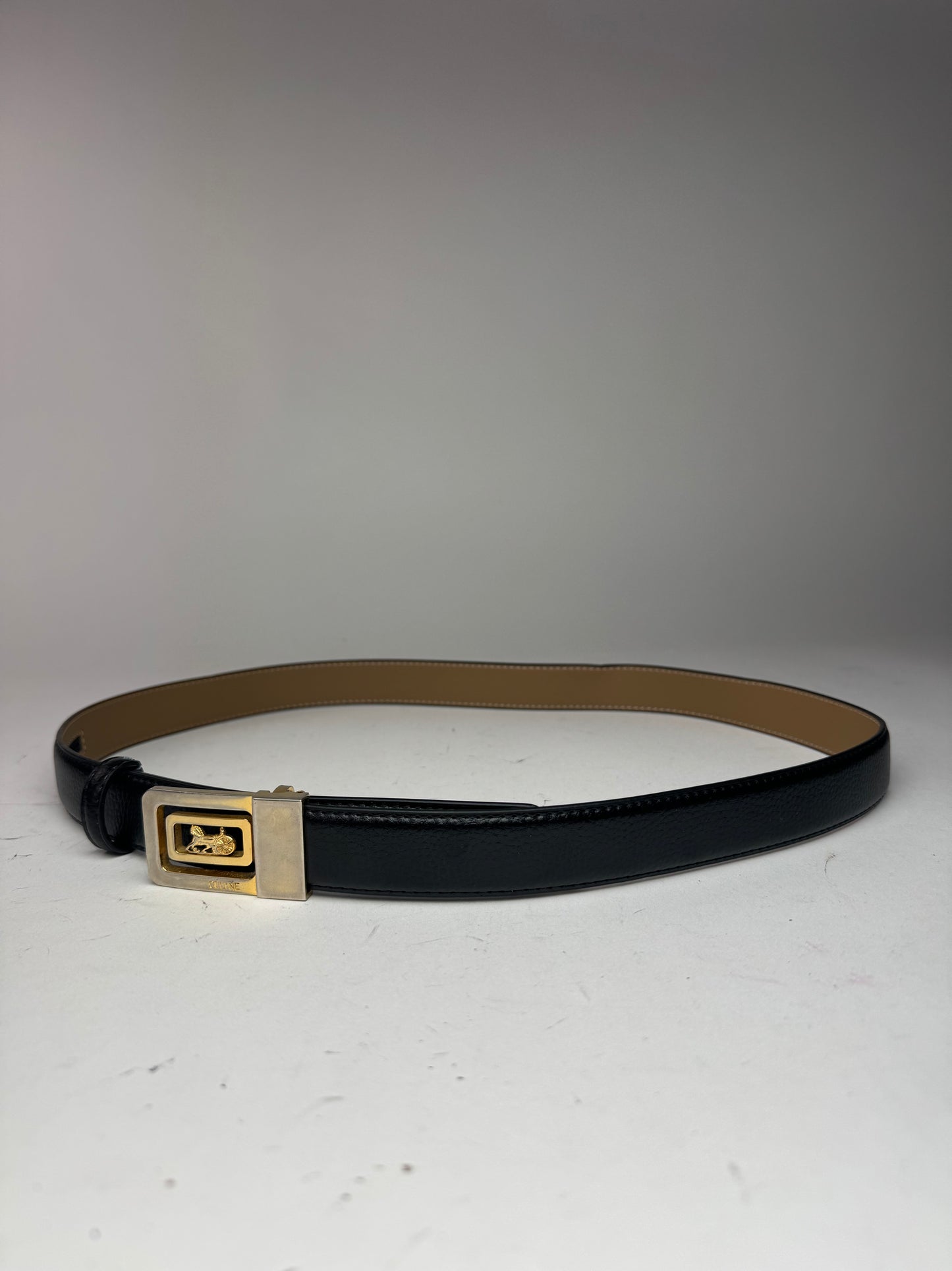 Vintage Celine Paris Leather Belt Black