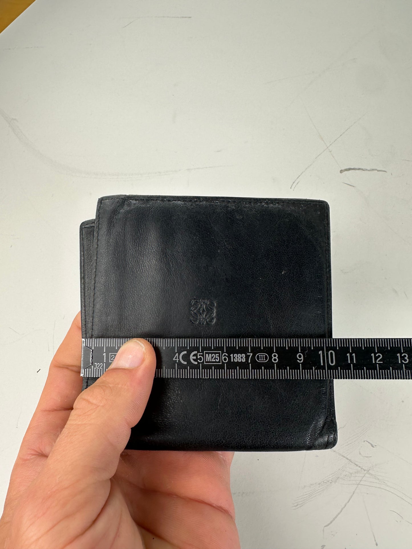 Vintage Loewe Leather Wallet Black Gold Snap Spain