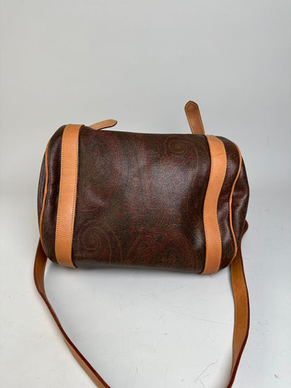 Vintage Etro Paisley Canvas Weekender Bag Brown Tan