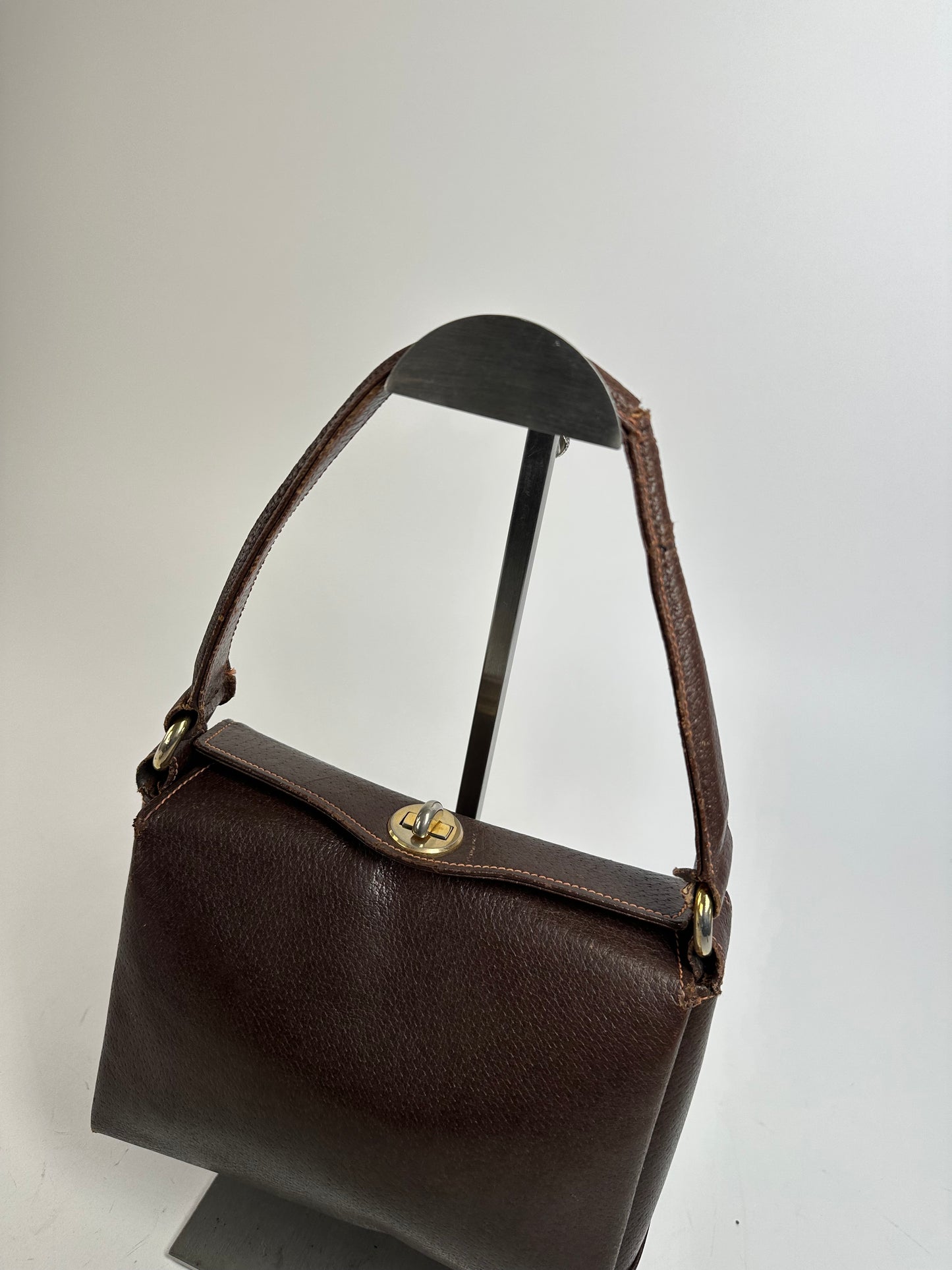 Vintage Gucci Top-Handle Bag Brown Leather