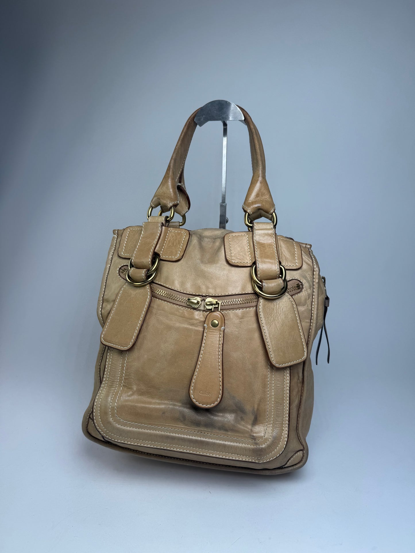 Vintage Chloe Leather Handbag Beige