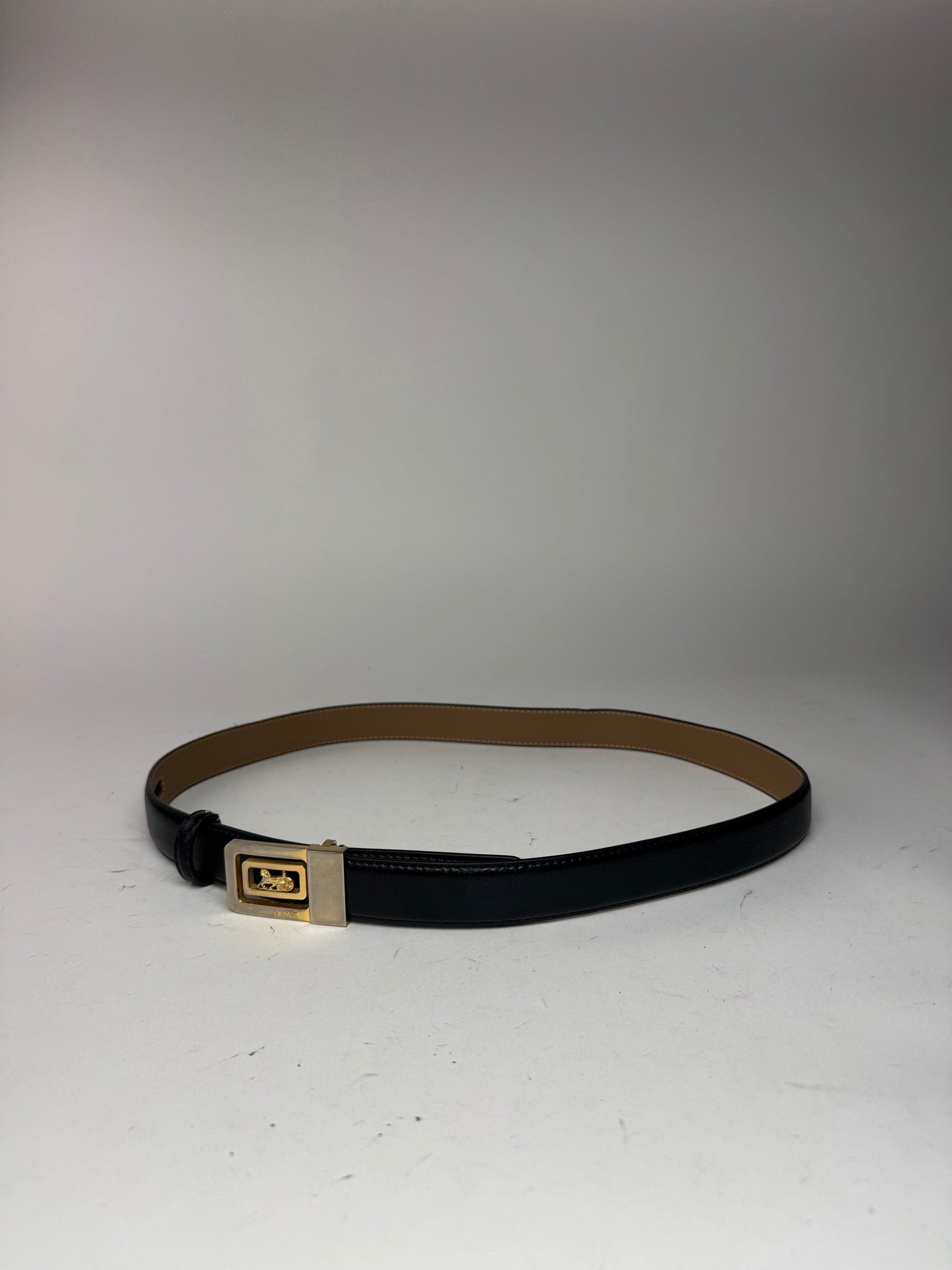 Vintage Celine Paris Leather Belt Black