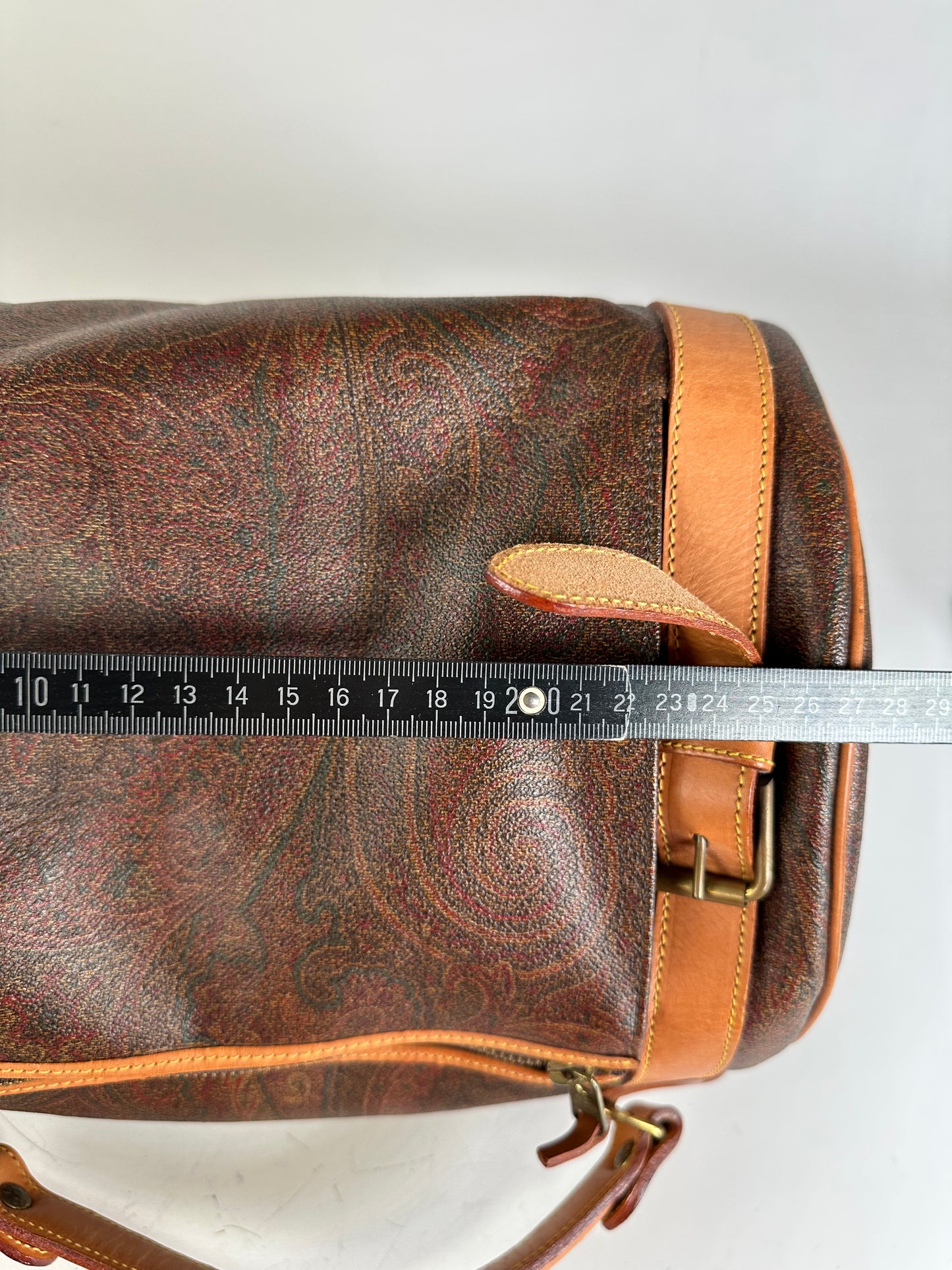 Vintage Etro Paisley Canvas Weekender Bag Brown Tan
