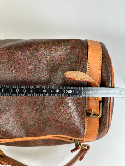 Vintage Etro Paisley Canvas Weekender Bag Brown Tan