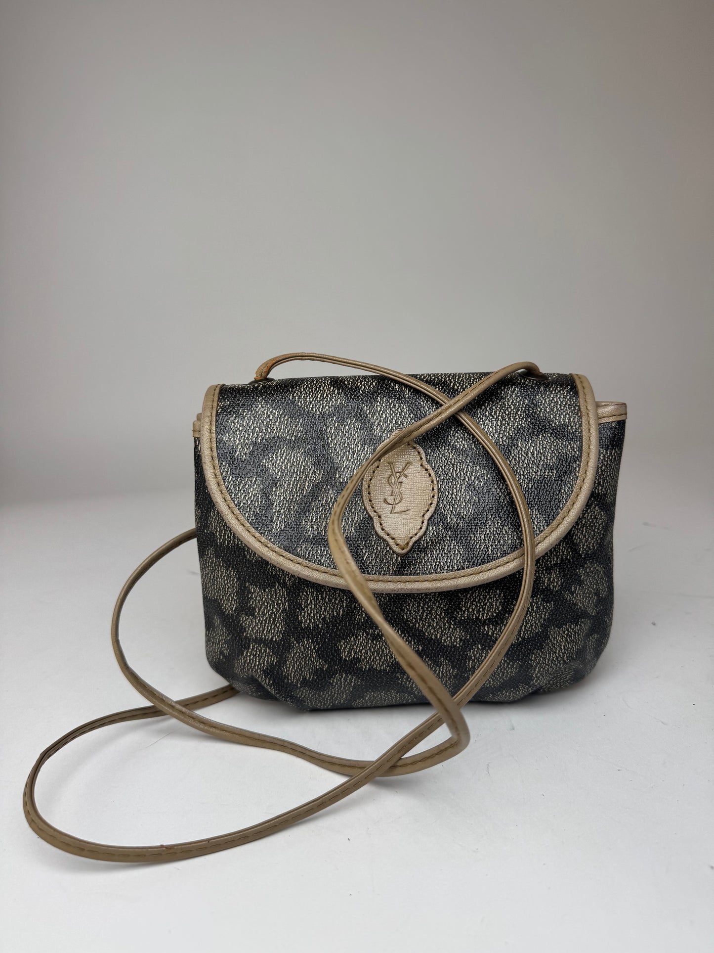 Sac vintage en cuir Yves Saint Laurent gris noir
