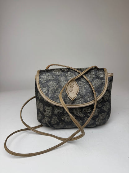 Sac vintage en cuir Yves Saint Laurent gris noir
