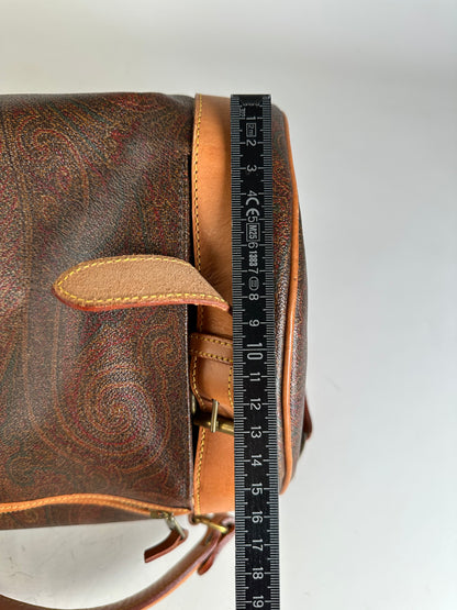 Vintage Etro Paisley Canvas Weekender Bag Brown Tan