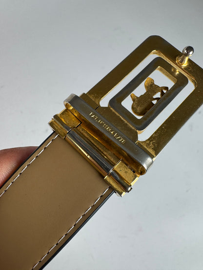 Vintage Celine Paris Leather Belt Black