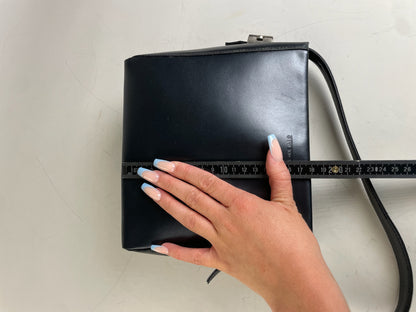 Vintage Givenchy Structured Leather Handbag Navy Silver