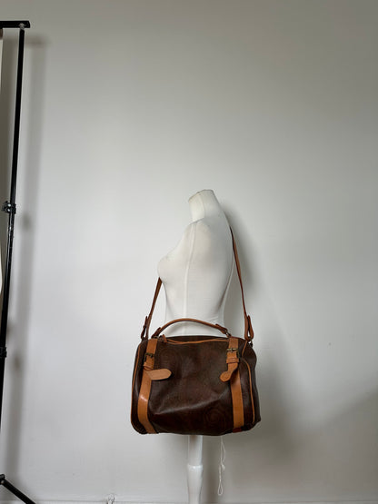 Vintage Etro Paisley Canvas Weekender Bag Brown Tan