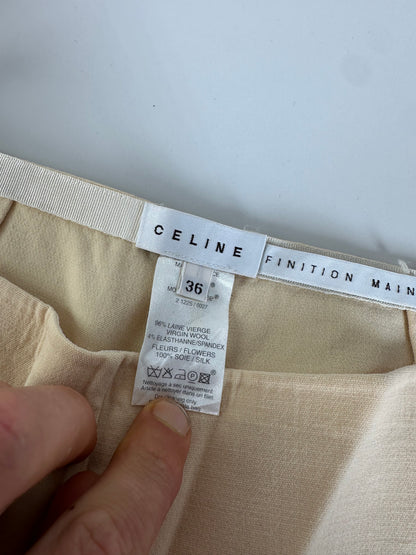 Vintage Celine Wool Blend Trousers Light Beige XS