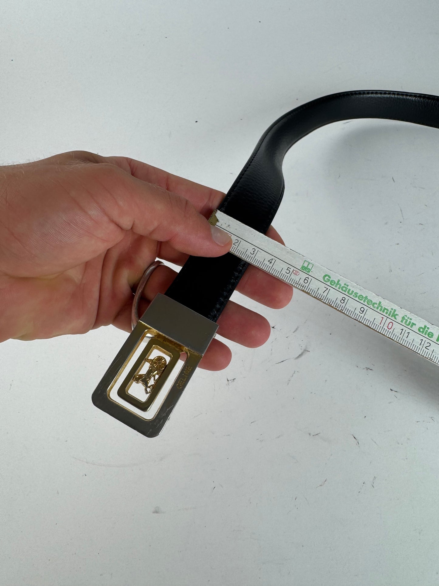 Vintage Celine Paris Leather Belt Black