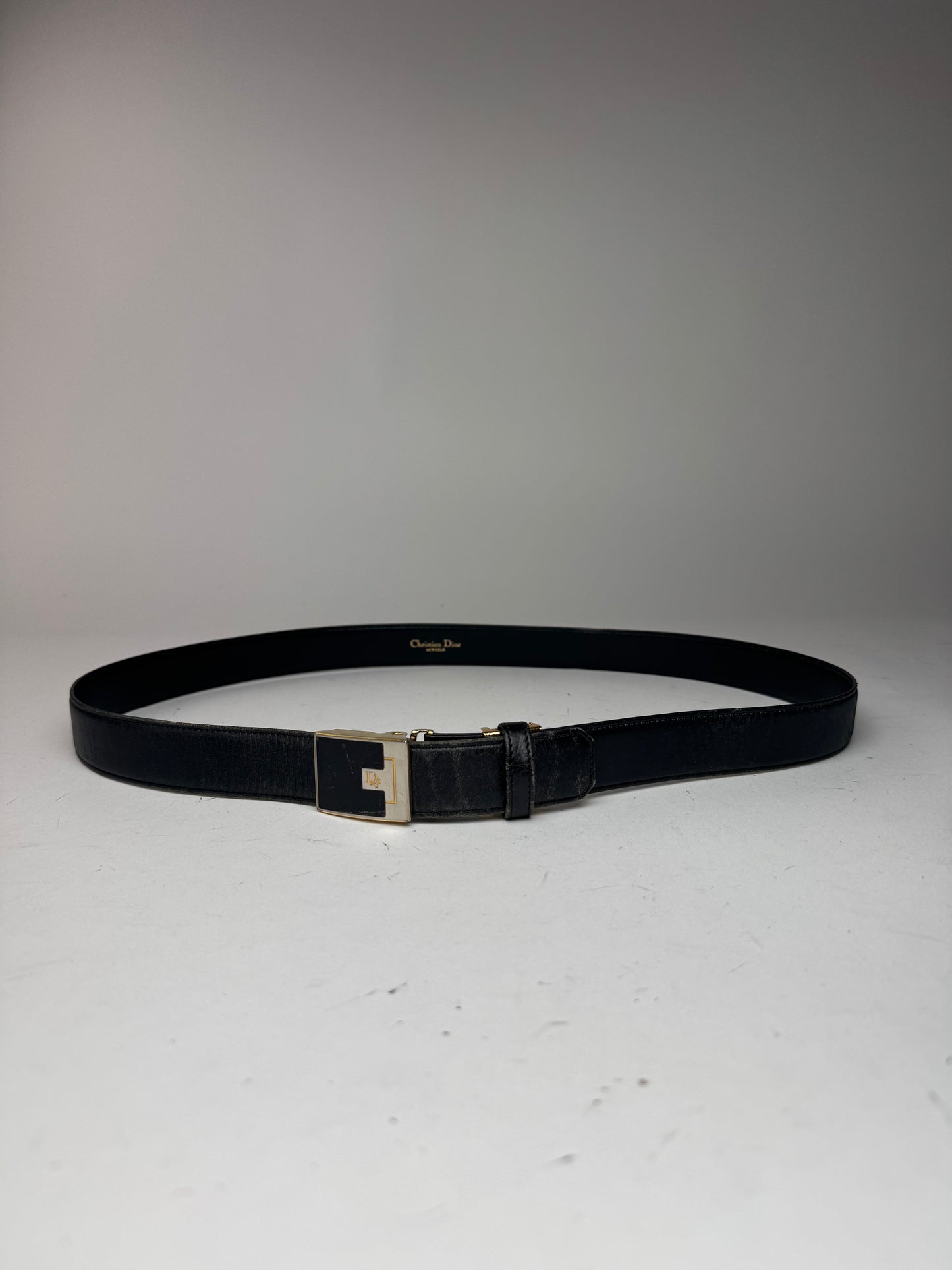 Vintage Dior Leather Belt Black