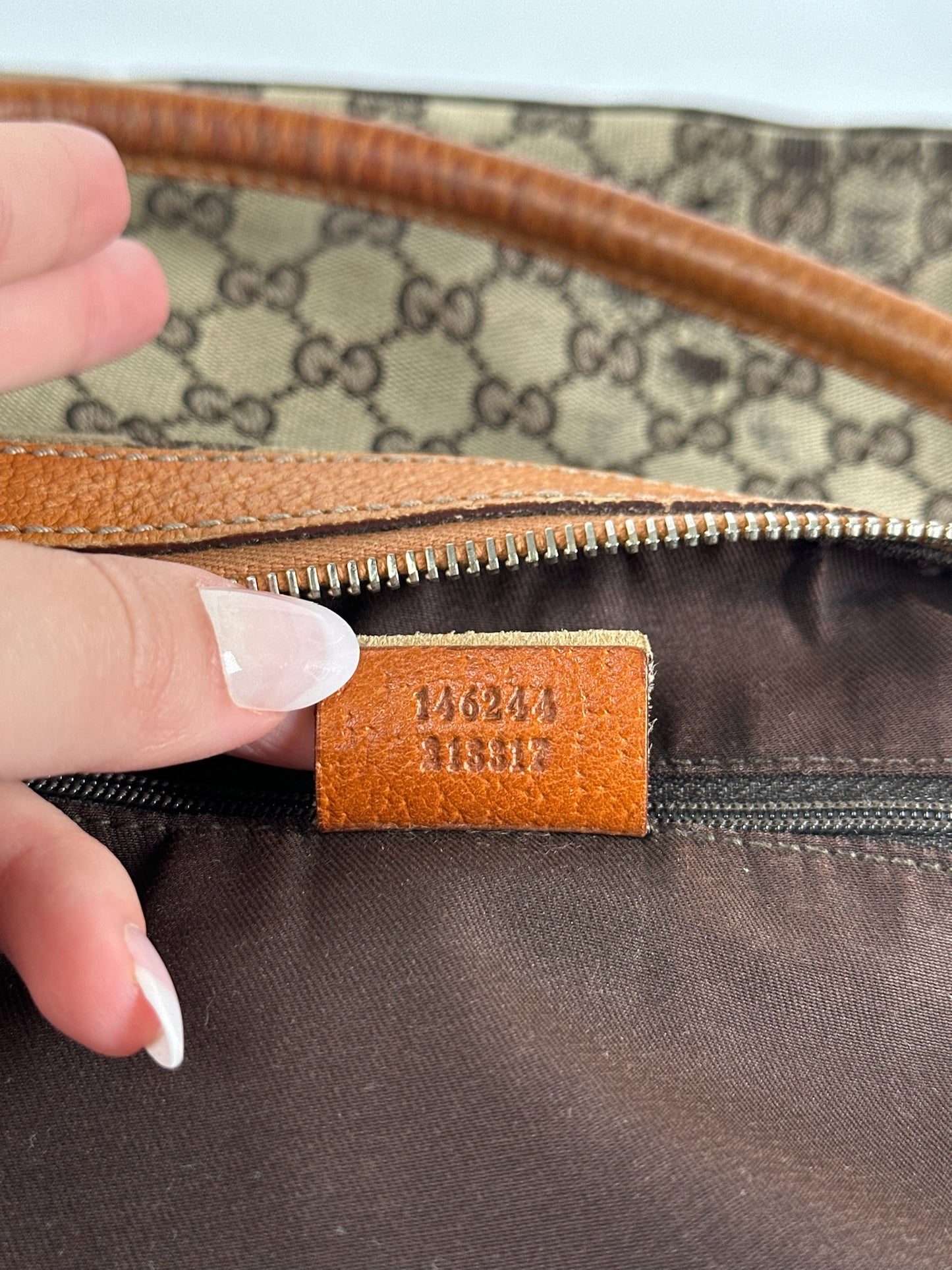 Vintage Gucci Monogram Bag beige orange