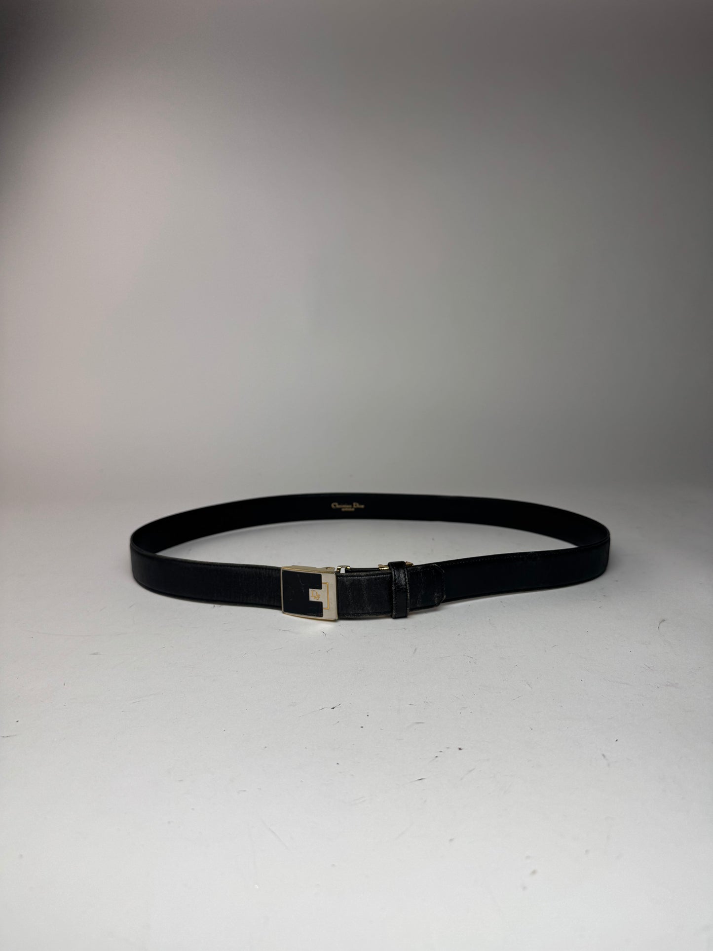 Vintage Dior Leather Belt Black