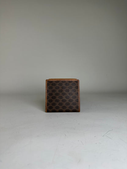 Vintage Celine Coated Canvas Wallet Brown Tan Gold