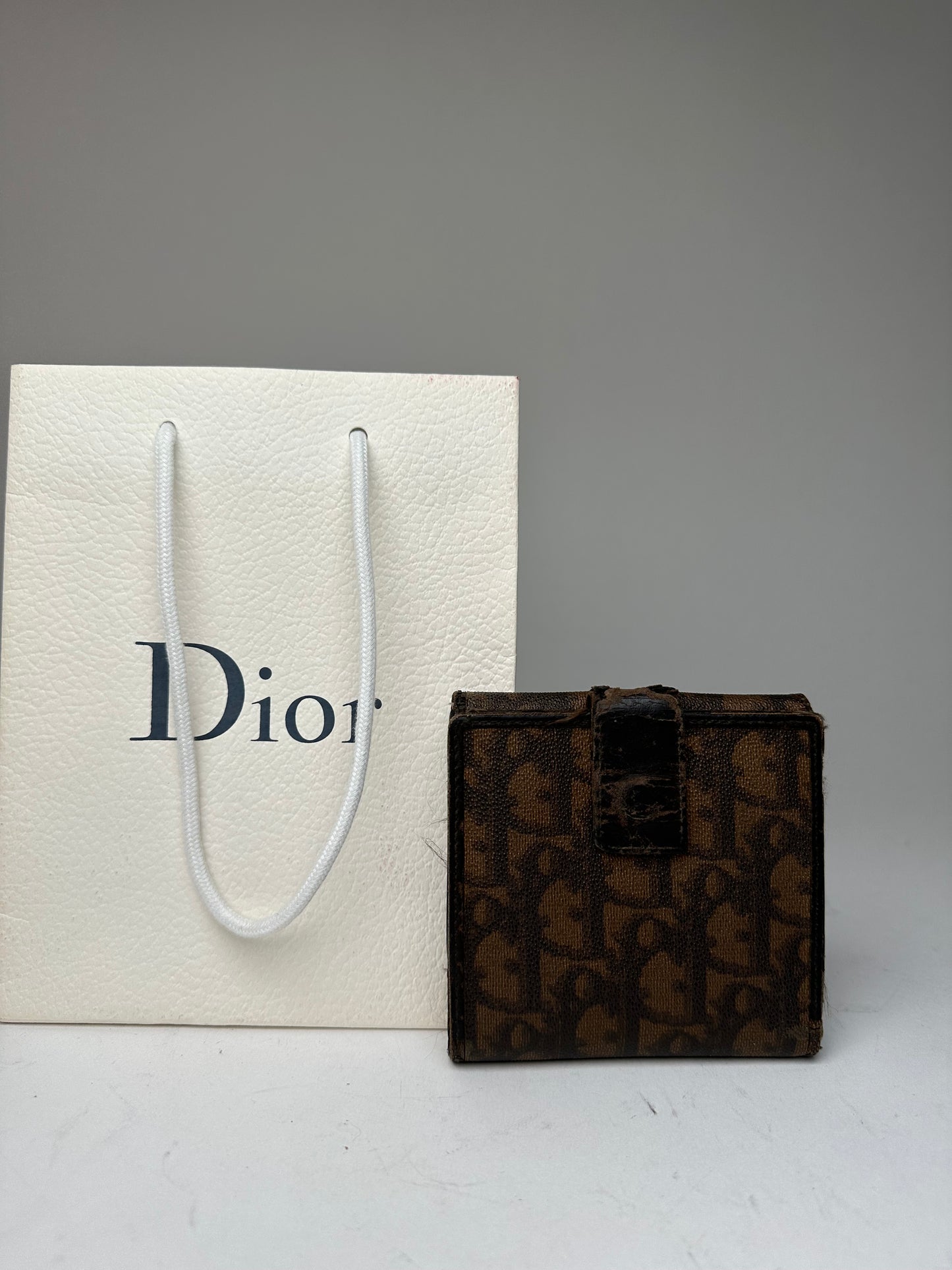 Vintage Dior Oblique Monogram Leather Wallet Brown