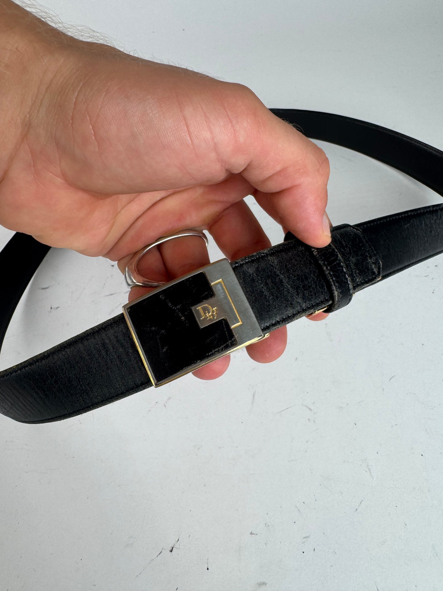 Vintage Dior Leather Belt Black