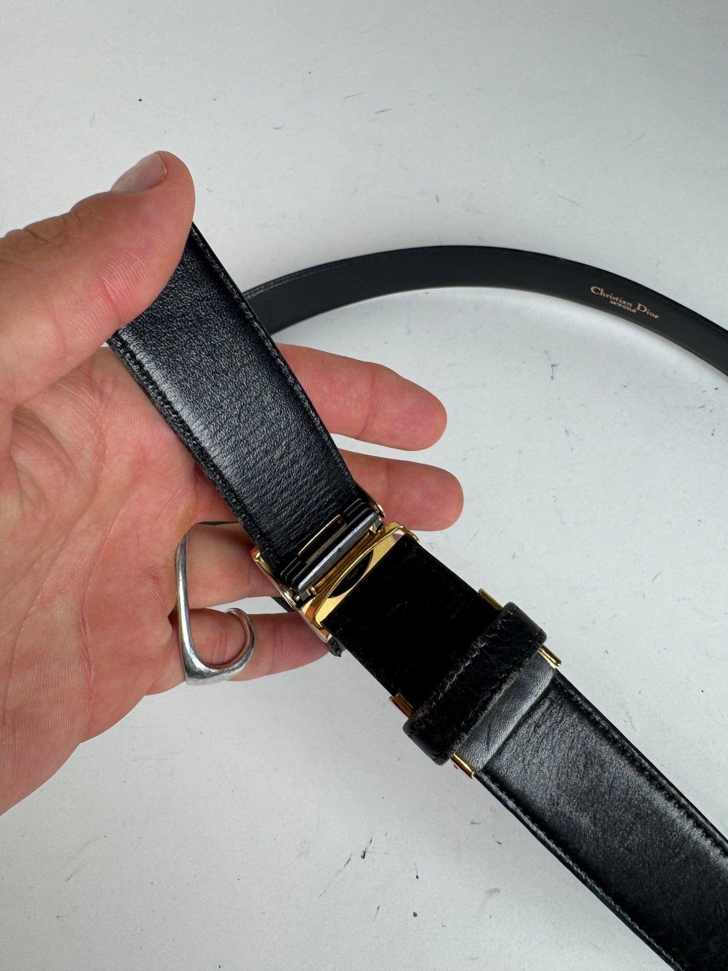 Vintage Dior Leather Belt Black