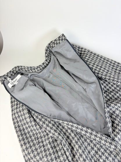 Vintage Chloe Houndstooth Wool Blend Dress Black White
