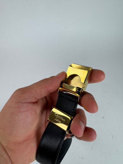 Vintage Dior Leather Belt Black