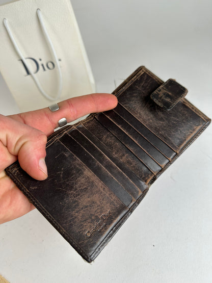 Vintage Dior Oblique Monogram Leather Wallet Brown