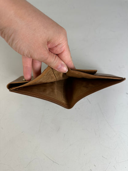 Vintage Celine Coated Canvas Wallet Brown Tan Gold