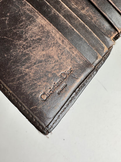 Vintage Dior Oblique Monogram Leather Wallet Brown
