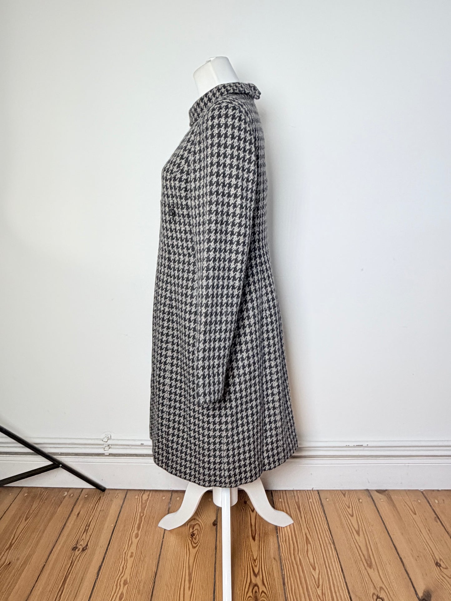 Vintage Chloe Houndstooth Wool Blend Dress Black White