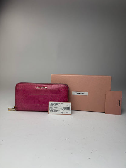 Portefeuille vintage en cuir rose Miu Miu