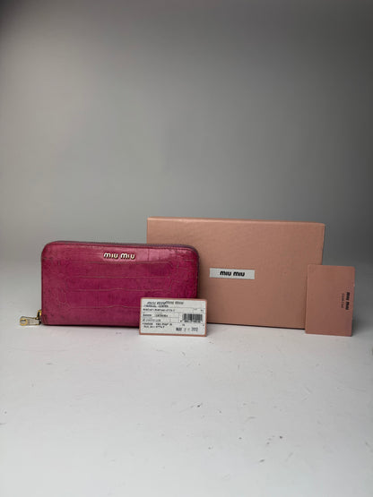 Portefeuille vintage en cuir rose Miu Miu