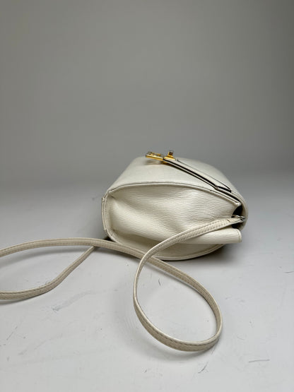 Vintage Givenchy Textured Leather Shoulder Bag White Gold