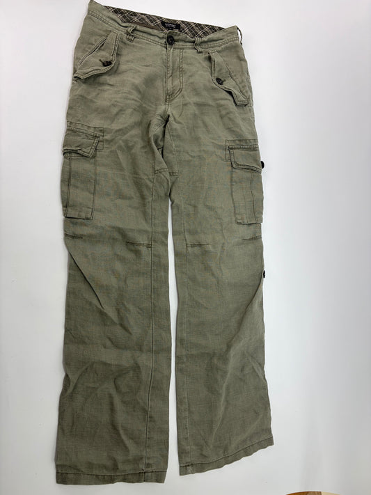 Vintage Burberry Blue Label Linen Cargo Pants Olive Green Men's M